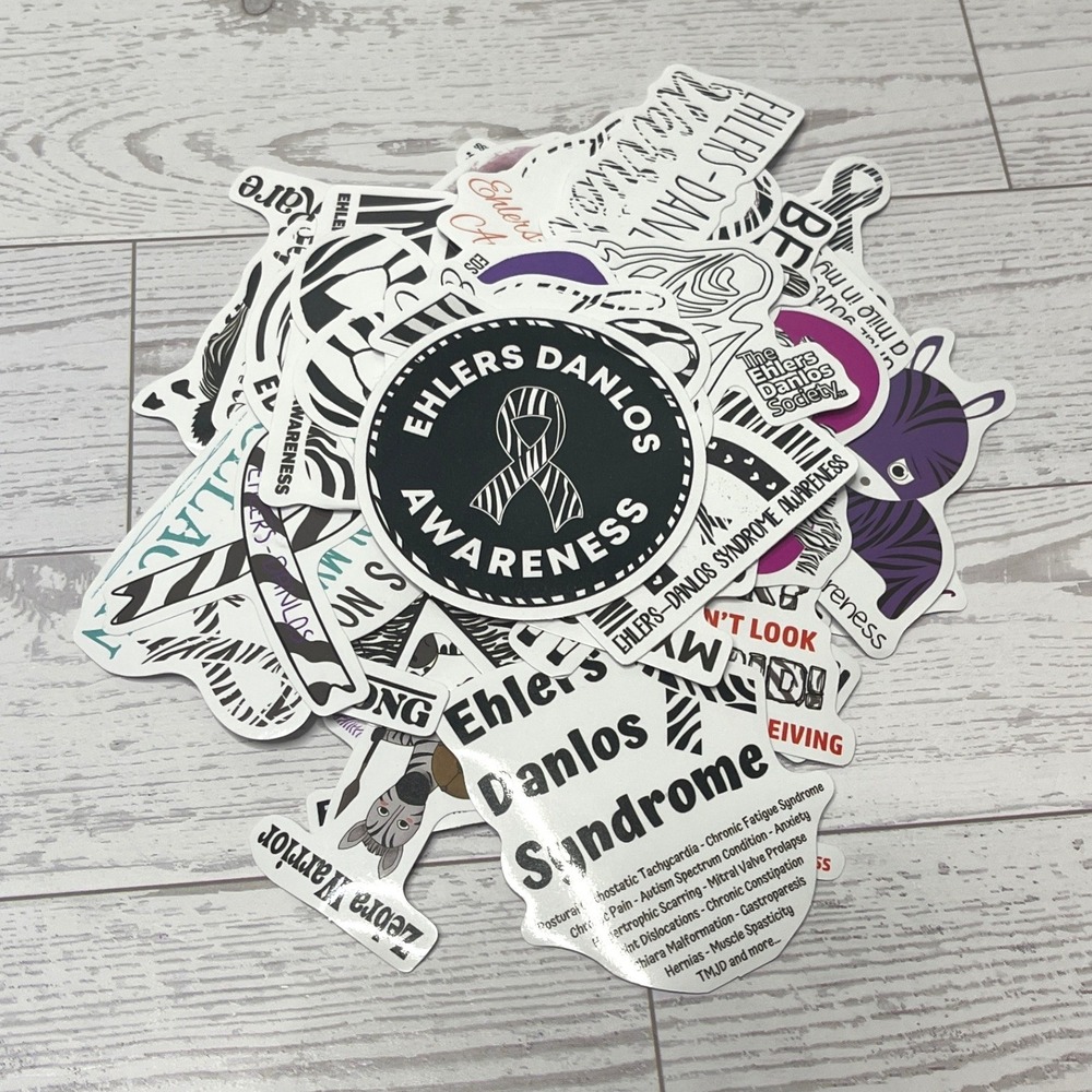 Ehlers-Danlos Syndrome EDS Awareness Zebra Warrior Sticker Pack 40+ Pieces